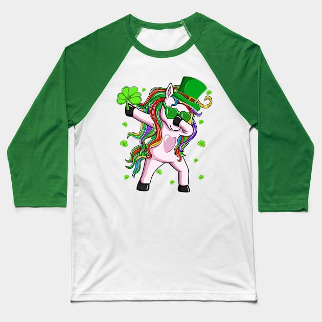 Dabbing Lepricorn Irish Unicorn St Patricks Day Baseball T-Shirt by Macy XenomorphQueen